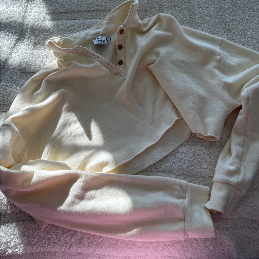Princess Polly Cream Crop Hoodie Top